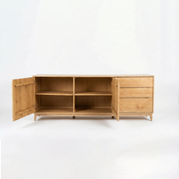 Table Basse Moderne Écologique avec 3 Tiroirs et 2 Compartiments pour Salon, Meuble en Bois de Chêne Massif, Vente en Gros Direct Usine