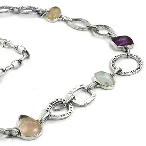 Collar de Cadena de Plata 925 con Piedras Preciosas para Mujer, Joyería de Moda con Piedras Deslumbrantes - Product Image 2