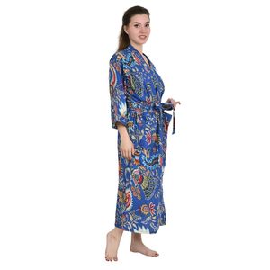 Pure Cotton Handblock Kimono Floral Boho Bath Robe Soft <b>Spring</b> Summer Fashion <b>Cardigan</b> Beach Cover Bridesmaid Dressing ODM - Product Image 1