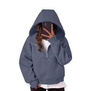 Latest Style Low Price Women Half <b>Zipper</b> Hoodies Long Sleeves Casual Wear Women Half <b>Zipper</b> Hoodies - Product Image 1