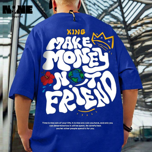 Lettres T Shirts Hommes Hommes Casual 100% Coton T-Shirts Sérigraphie Graphiques Tissu Tricoté Poids Conception Vierge - Product Image 3