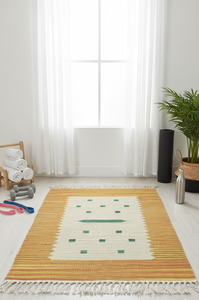 Tapis rectangulaire moderne en coton tissé à la main, pelucheux, réversible, lavable en machine, motif floral, pour la maison, le camping, les voyages, l'exercice - Product Image 2