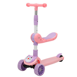 สกู๊ตเตอร์เด็กปรับระดับได้พร้อมเบาะนั่งถอดออกได้ โครงเหล็กแข็งแรง ปลอดภัย ล้อ PU สามล้อ สำหรับเด็กและทารก เคลื่อนที่ได้อย่างอิสระ! - Product Image 4