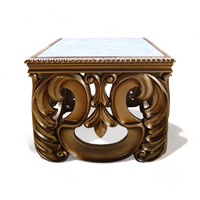 Table basse classique de luxe en bois de mahogany massif sculpté, style français moderne, avec plateau en marbre, marque Tain, meubles pour salon