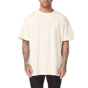 Camisetas Extra Grandes de Algodón Orgánico 100% Personalizadas al por Mayor para Hombre, Camisetas Blancas de Primera Calidad con Hombros Caídos y Cuello Estampado - Product Image 2