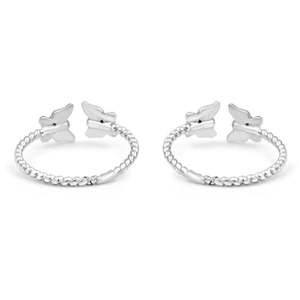 NOVAMART Fine Zarkan <b>Silver</b> <b>Toe</b> <b>Rings</b> Perfect Pair for Weddings Engagements or Gifts Featuring Beautiful Butterfly Shape Pattern - Product Image 4