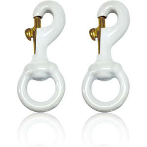Topflags 2 Pack 3.5 Inch Metal Swivel <b>Hooks</b> White Rubber Coated Flagpole Rope <b>Clips</b> Outdoor Pet Promotional Keychains Carabiners - Product Image 2