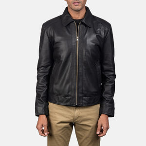 Veste en cuir pour homme à col montant personnalisée 2025, vente en gros, cuir de vache respirant et coupe-vent, vêtements d'hiver - Product Image 1