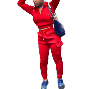 Conjunto de chándales con capucha para mujer, ropa de entrenamiento y jogging con logotipo personalizado, conjunto de 2 piezas para correr, chándal liso para correr, ropa de calle - Product Image 3
