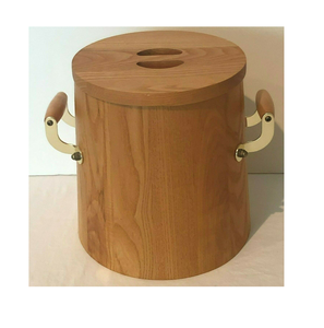 Mango Wood Ice <b>Bucket</b> for Restaurant Camping Kitchen Food Wooden Ice <b>Bucket</b> with Brass Handle and <b>Lid</b> - Product Image 1