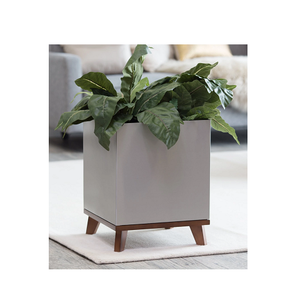 Macetas de plantas suculentas para hotel, macetas grandes de metal recubiertas de polvo para interior, con soporte de madera, gran oferta - Product Image 4