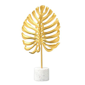 <b>Gold</b> Eter Textured Fern Table Decor with Marble Base Showpiece for Living Room <b>Bedroom</b> and Home Decor Standard - Product Image 3
