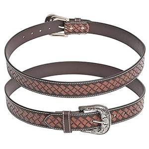 Ceinture décontractée en cuir véritable de style western, faite à la main, style vintage, avec motif antique, boucle à ardillon en alliage, personnalisable - Product Image 2