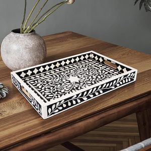 Plateau décoratif en incrustation d'os chic pour table basse de salle à manger et fêtes de restauration d'événements spéciaux et plateau d'utilisation de table de mariage - Product Image 5