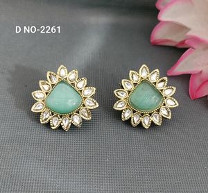 <b>Fashion</b> <b>Stud</b> <b>Earrings</b> Moissanite Mehandi Kundan Elegant Earing for Women SKU-2261 C-1 - Product Image 2