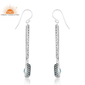 Joyería de plata de ley fina hecha a mano para mujer, joyería de plata de cuarzo aguamarina Santamaria Natural, regalo para ella - Product Image 3