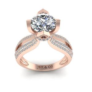 Best Seller 2,00 Ct diamante redondo chapado en oro rosa 925 anillo de loto de plata esterlina para mujer anillo de compromiso de moda de lujo - Product Image 3