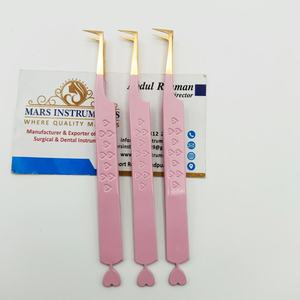 แหนบต่อขนตาปลอมสีชมพูปลายพิมพ์ลายหัวใจสีทองแหนบต่อขนตาปลอมแบบแยกสีล้วน - Product Image 4