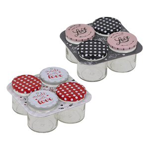 HI Einmachgl.210ml MD Love/Pu.4er Pots en verre - 8 VPE - Product Image 2