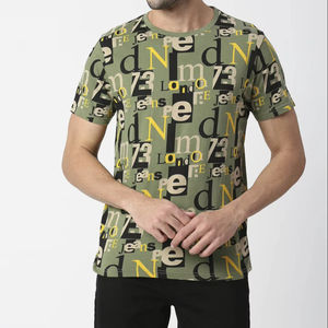 T-shirts en coton pour hommes de qualité supérieure décontracté col en V mince et hauts à col en O T-shirt personnalisé pur à manches courtes et surdimensionné pour hommes - Product Image 1