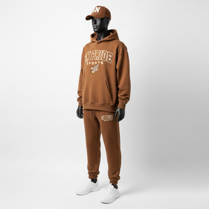 Survêtement décontracté unisexe d'hiver à capuche uni 100% coton à manches longues Ensemble de jogging 2 pièces Broderie Respirant - Product Image 3