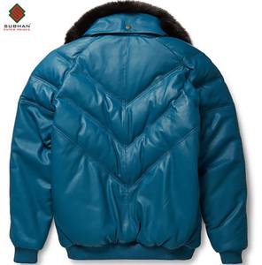 Veste bomber en cuir véritable noir pour homme |   Blouson aviateur en cuir de vache véritable fait à la main, style classique avec poignets et ceinture côtelés - Product Image 5