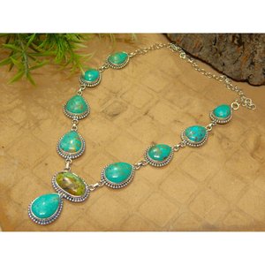 ทำด้วยมือ925เงินสเตอร์ลิงสร้อยคอเทอร์ควอยซ์สำหรับผู้หญิงเครื่องประดับจี้แฟชั่นอัญมณีธรรมชาติ NL0124-GS - Product Image 1