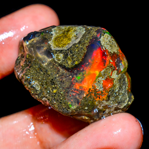พลอยโอปอลเอธิโอเปียอัญมณีหยาบ, โอปอลเอธิโอเปียนดิบ, หินกำเนิดตุลาคม, พลอยโอปอลธรรมชาติ, โอปอลไฟหลายสี, 84.5 R-16 - Product Image 4