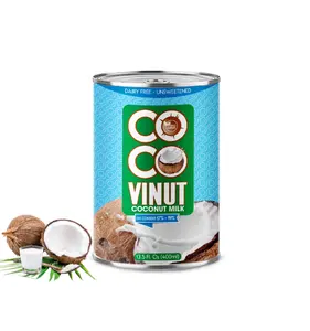 Lait de coco-Boîte de conserve de 400ml 1(7% -19% de matières grasses) Service OEM ODM du Vietnam de l'usine concentré de lait de coco noix de coco fraîche