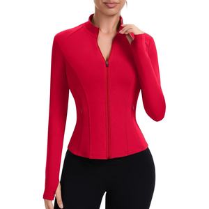 Ensemble de sport 2 pièces pour femme de haute qualité, veste de yoga et haut, avec logo personnalisé, sans couture, respirant, taille élastique, couleur unie - Product Image 1
