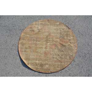 Alfombra turca Vintage Beige rústica 3,6X3,6 pies hecha a mano área grande Piel de lana Patchwork rectángulo pasillo diseño látex habitación alfombra - Product Image 1