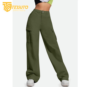 Pantalon cargo taille haute pour femme Jeans en denim taille haute élégants - Product Image 3