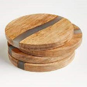 Square Wood Coaster with <b>Clear</b> <b>Resin</b> Classic Style for Hotel Rooms Restaurants Offices New Collection Hot Selling in India - Product Image 1