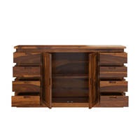Grand buffet de salle à manger rustique moderne en teck massif à 8 tiroirs, écologique, durable, de luxe, pour le salon