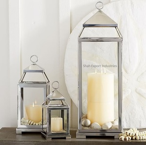 Modern Design Golden Metal <b>Candle</b> Lantern With <b>Red</b> Color Glass for Home and Garden Lighting Decoration Lantern - Product Image 5