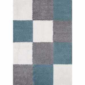 Tapis de salon géométrique bleu œuf de canard Myshaggy, fabriqué à la machine - Product Image 1