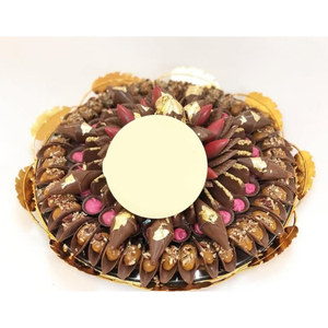 Deluxe Quality Gold Metal Round Chocolate Tray Hotel Table <b>Top</b> Chocolate Sweets Serving Tray Handcrafted For Special Occasions - Product Image 5