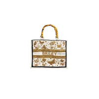Bolsos Tote Bordados a Mano con Cuentas, Diseño Sólido, Cierre de Cremallera, Diseño Abierto, Nombres Personalizados, Logotipo, Lona Resistente, Estilo Vintage
