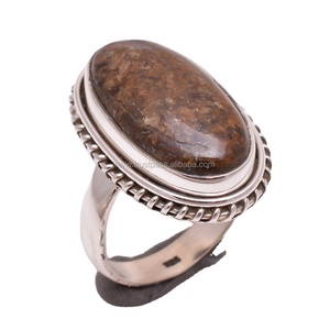 เม็กซิกัน Bronzite แจสเปอร์แหวนเครื่องประดับที่ทำด้วยมือจำนวนมากขายส่ง925แหวนเงินสเตอร์ลิงผู้ผลิต - Product Image 1