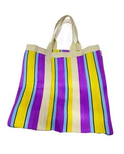 Eco-Friendly Multicolor Stripes Women's Daily Shopping <b>Handbag</b> India Manufactured Plastic Recycled <b>Nylon</b> Woven Zipper Style Two - Product Image 6