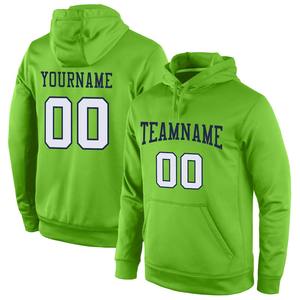Wholesale & Dropship Custom Stitched Neon Green <b>White</b>-Navy Sports Pullover Sweatshirt <b>Hoodie</b> - Product Image 1