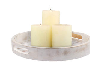 Juego de 2 bandejas decorativas y redondas de madera de mango de Color blanco desgastado hechas a mano de alta calidad para suministro de Hotel y restaurante - Product Image 3