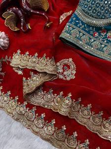 Designer de luxe Pur Banarasi Cuivre Zari Tissage Doux Soie Saree Traditionnel Fête De Mariage Porter Indien Hiver Été - Product Image 4