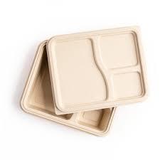 Barquettes repas jetables compostables en bagasse de canne à sucre de qualité supérieure, écologiques, à 3 compartiments, avec couvercle, vaisselle classique - Product Image 5