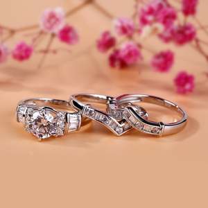 Juego de Anillos de Plata de Ley con Diamantes de Corte Redondo Art Deco de 3 Piezas Jeulia - Product Image 6