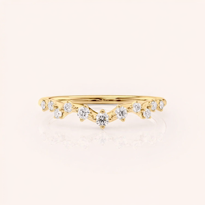 Anillo de Boda con Corona de Diamantes Cultivados en Laboratorio con Certificación IGI, Oro Rosa/Blanco y Amarillo de 14K, Banda de Tiara Curva con Diamantes - Product Image 1