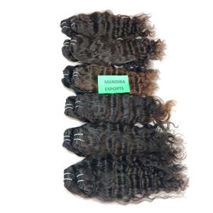 Paquets de cheveux vierges naturels 100% du vendeur 8-32 pouces Extensions de cheveux humains indiens bouclés en vrac pas cher couleur Machine vague naturelle - Product Image 4
