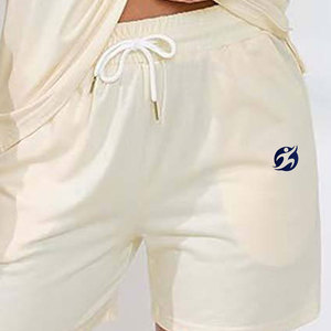 Ensemble short et sweat à capuche en dentelle unie, doux pour le port, confort quotidien, couleur personnalisée, tendance, décontracté pour femmes, deux pièces, 100% coton molletonné - Product Image 4