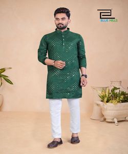Collection de mariage Salwar Kameez hommes rayonne chemise readymade pas cher bas prix indien hommes portent fabrication en gros Surat vêtement - Product Image 3
