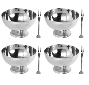 Bol à glace en acier inoxydable de luxe, 6 pièces, poli miroir, dessert et bols à collation réutilisables en acier inoxydable 304 - Product Image 2